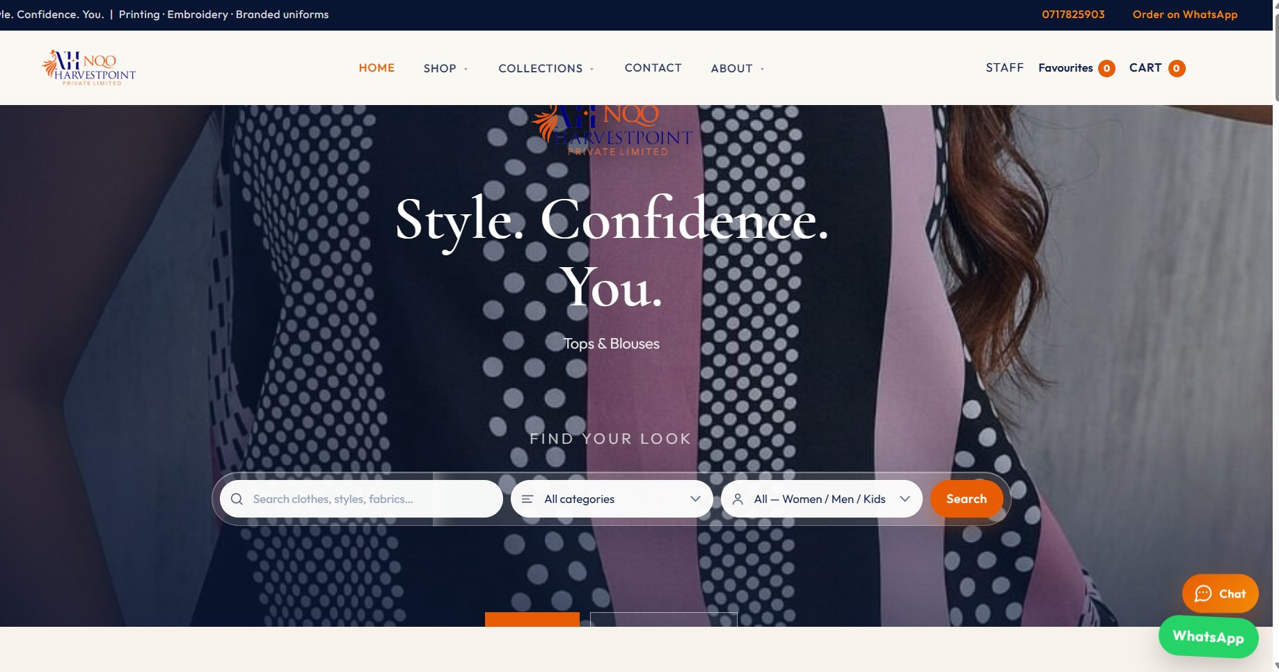 NQO HarvestPoint Boutique website — nqoharvestpoint.co.zw